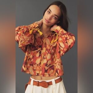 NWT By Anthropologie Tassel Stitched Blouse